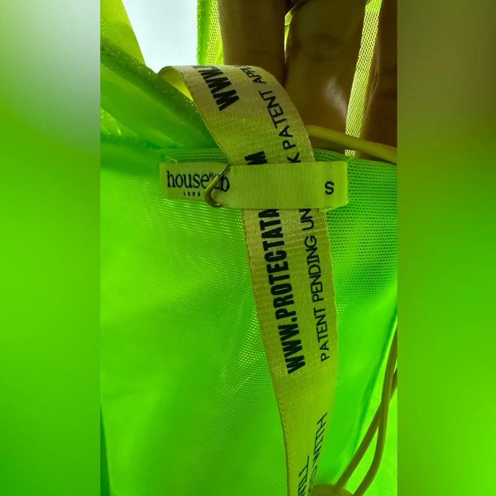 NWT House of CB Adrie Neon Green Gathered Mini Dress Small - Picture 8 of 16